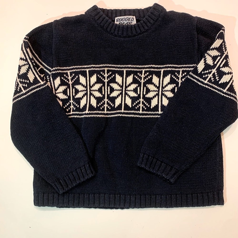 Boys blue sweater with white snowflakes, size 4-5